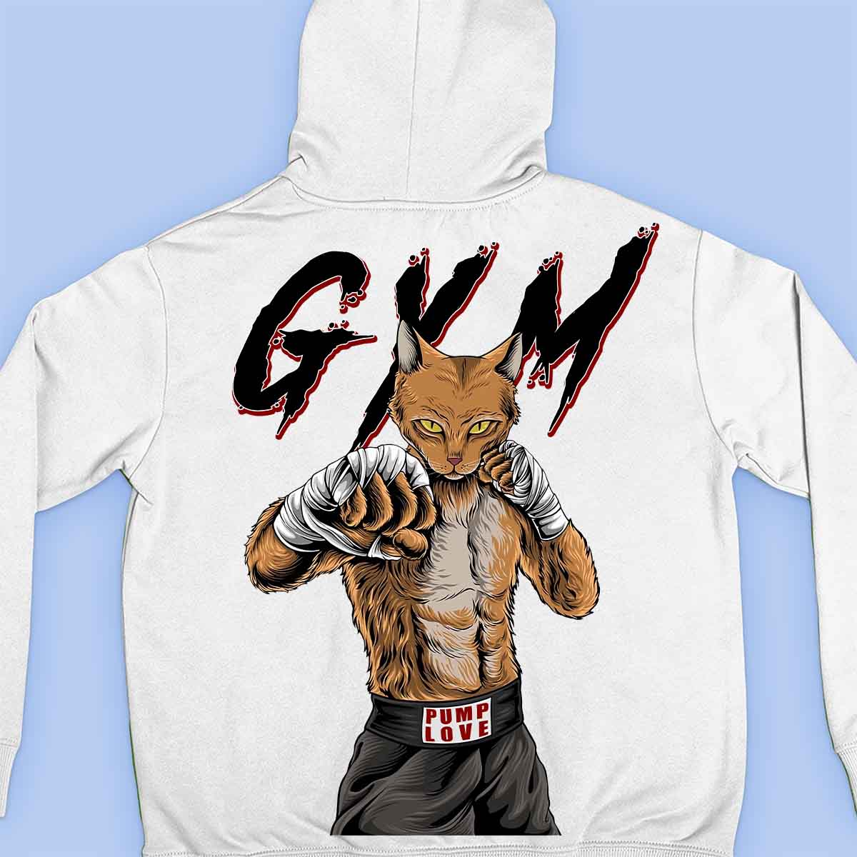 Gym Cat - Premium Hoodie Unisex Baktryck