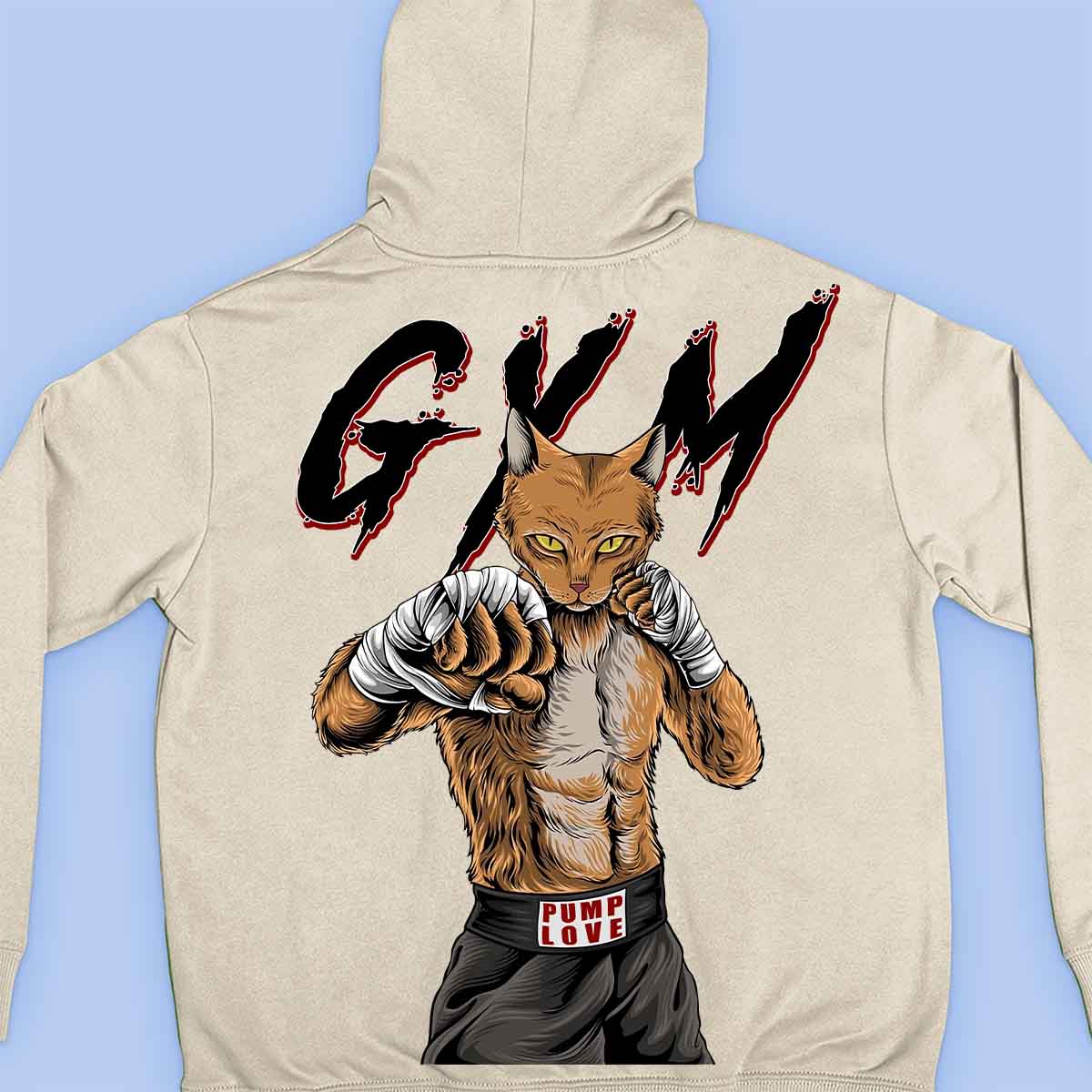 Gym Cat - Premium Hoodie Unisex Baktryck
