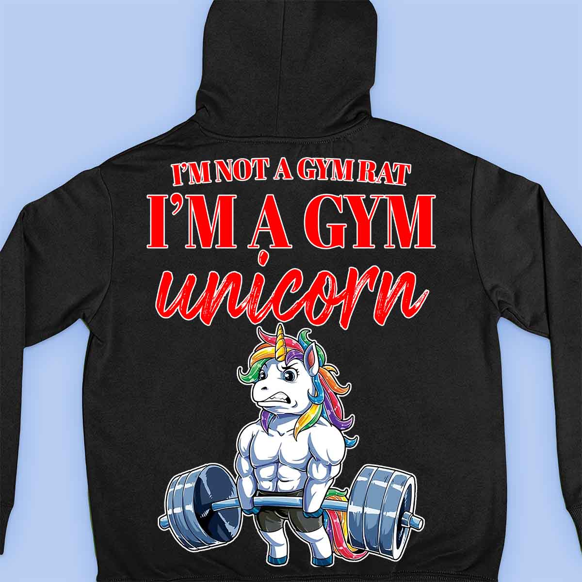 Gym Unicorn - Premium Hoodie Unisex Baktryck