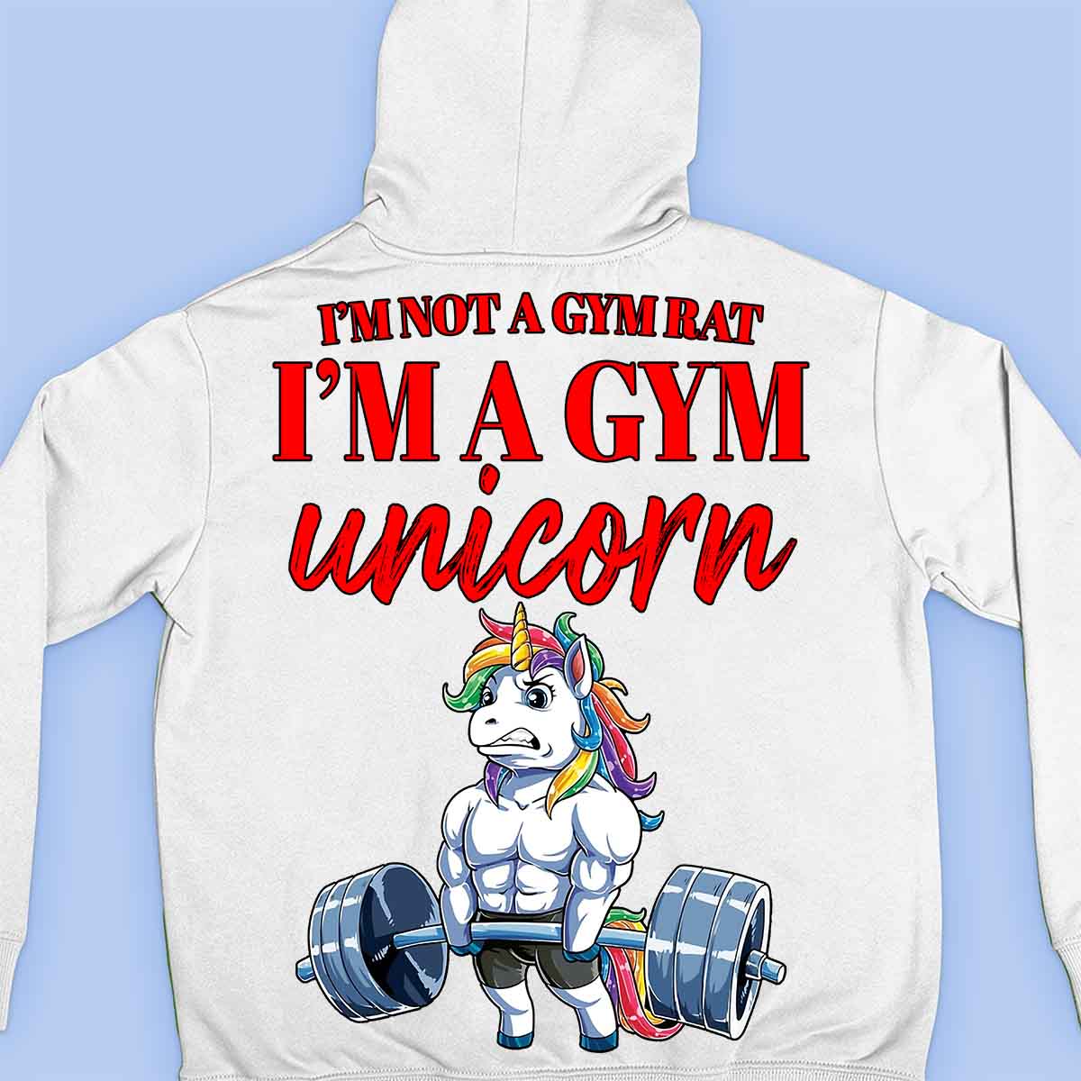 Gym Unicorn - Premium Hoodie Unisex Baktryck