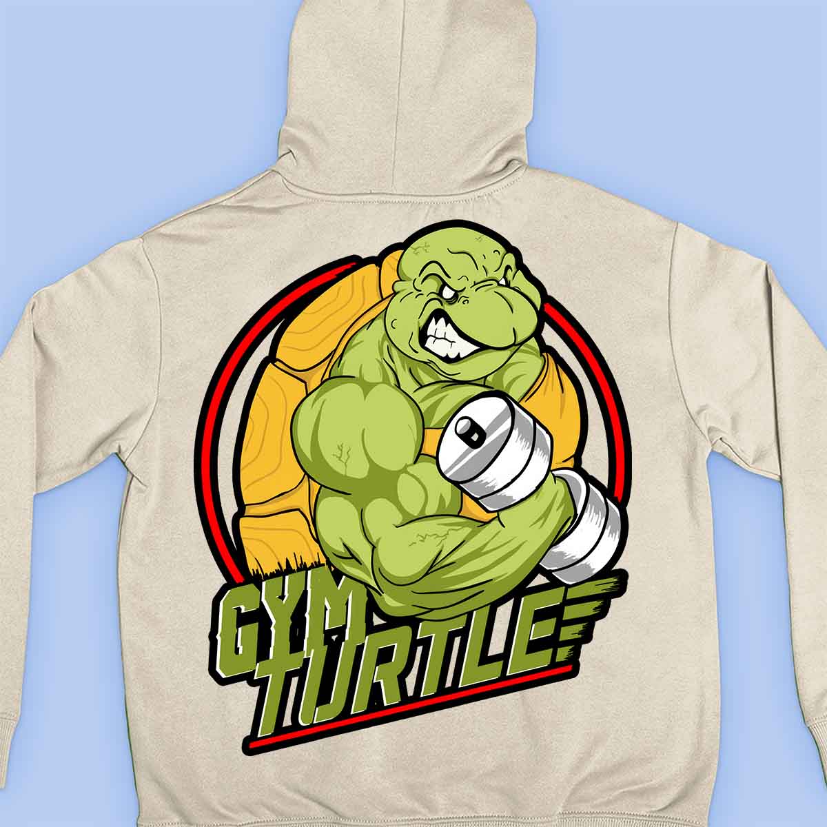 Gym Turtle - Premium Hoodie Unisex Baktryck