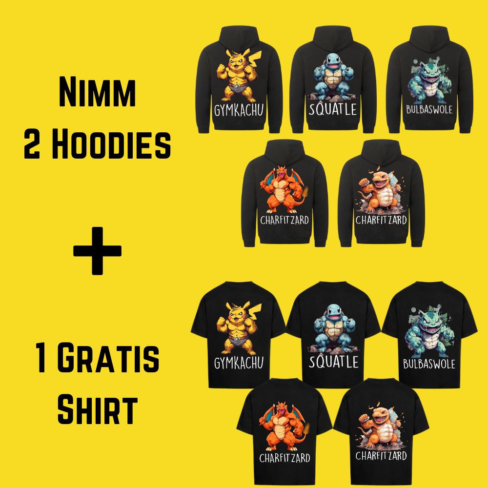 Pokémon | 2 Hoodies + 1 Gratis Shirt