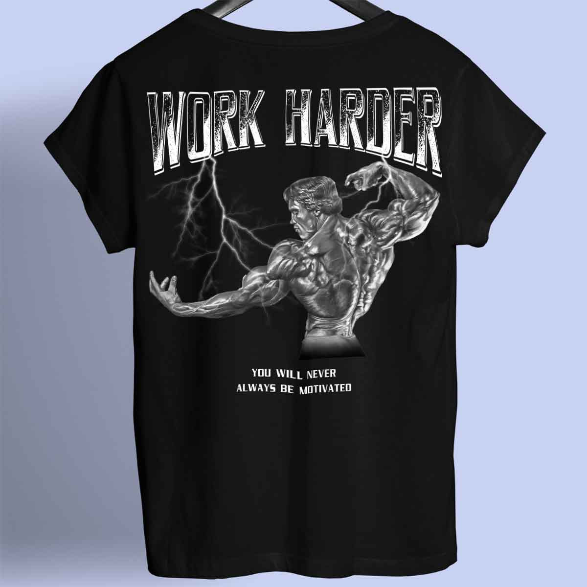 Work Harder - Premiumskjorta Unisex Baktryck