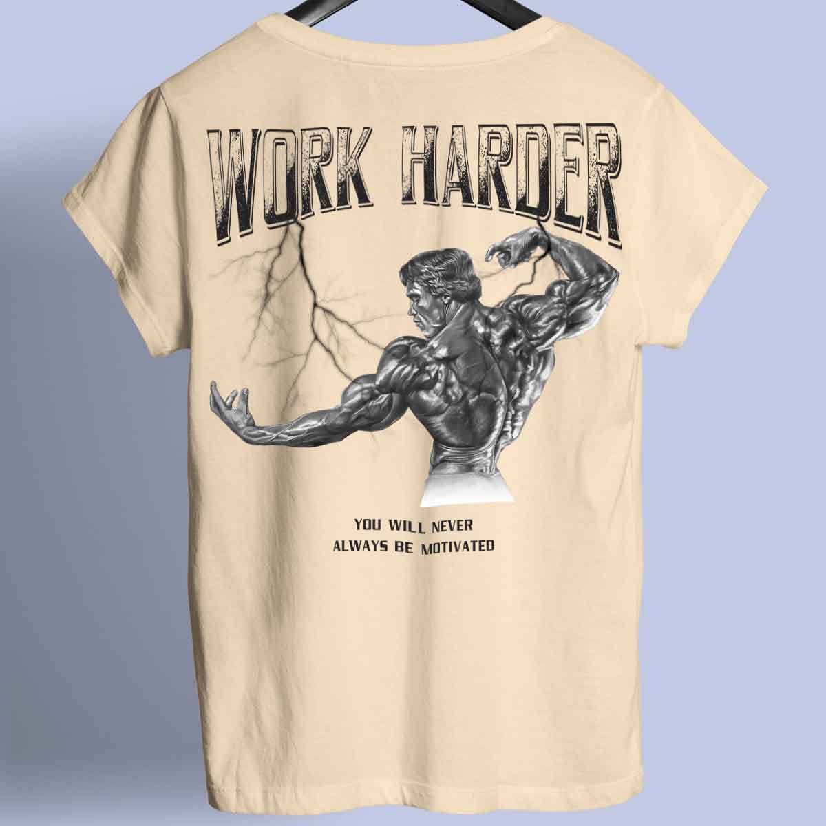 Work Harder - Premiumskjorta Unisex Baktryck