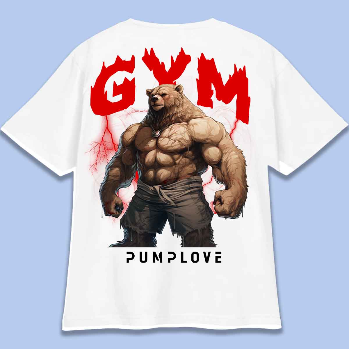 Gym Bear - T-shirt Oversize Unisex Baktryck