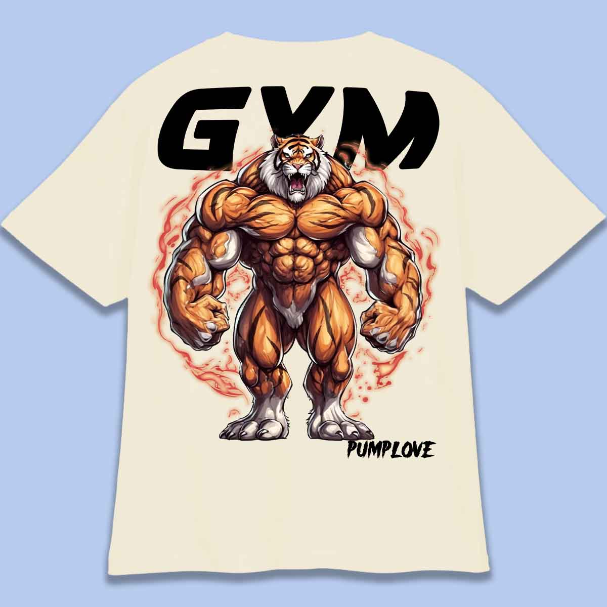 Gym Tiger - T-shirt Oversize Unisex Baktryck