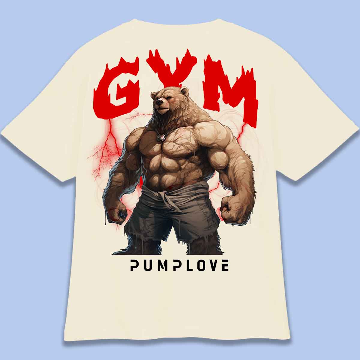 Gym Bear - T-shirt Oversize Unisex Baktryck